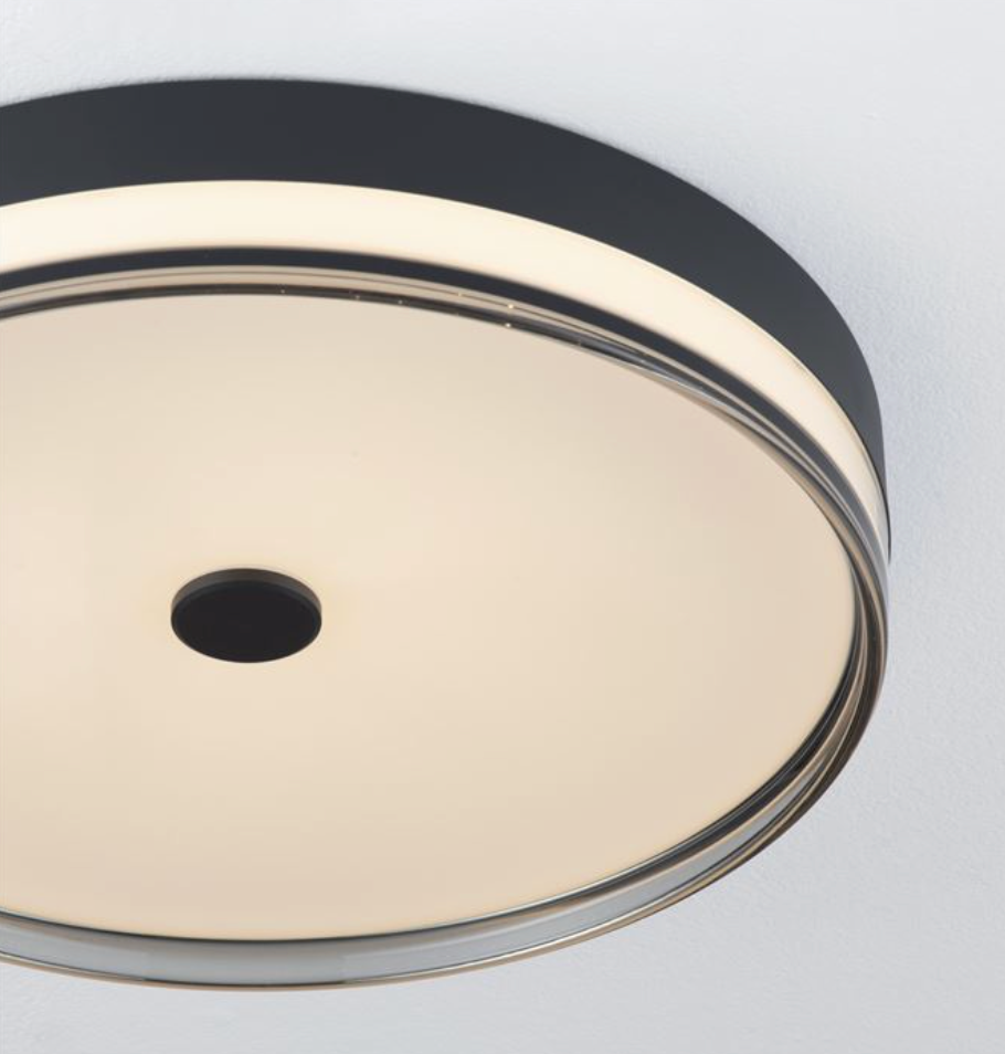 NL Helio Sandy Black & Smoked Semi Flush Ceiling Light 50cm - ID 14486