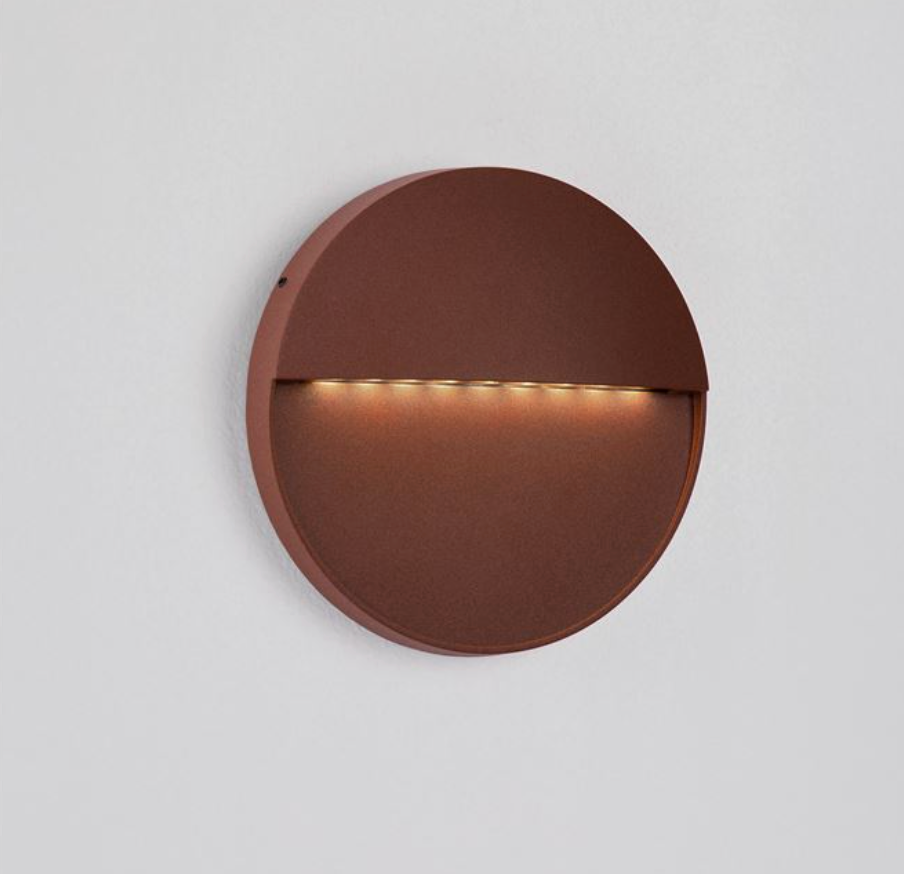 NL/INS Corten Brown Round Outdoor Wall Step Light IP54 - ID 14526