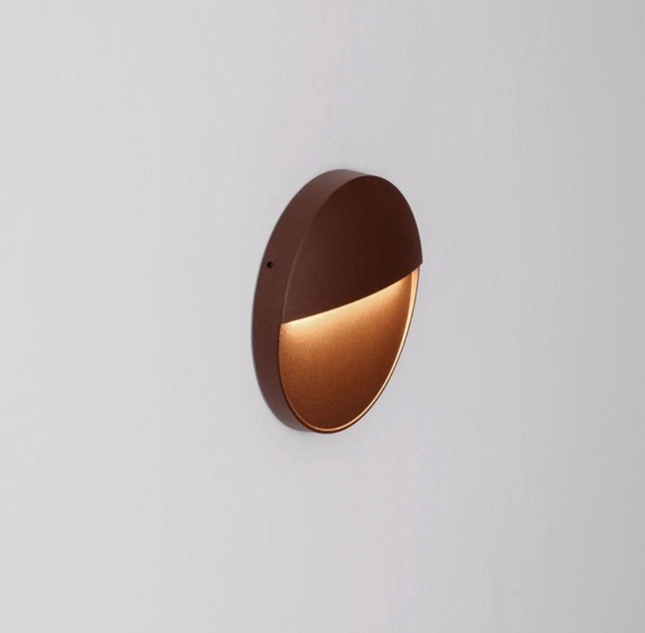 NL/INS Corten Brown Round Outdoor Wall Step Light IP54 - ID 14526