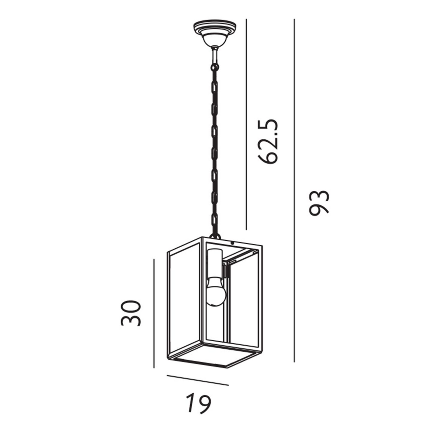 Oten 1lt Chain Exterior Box Lantern - ID 14633