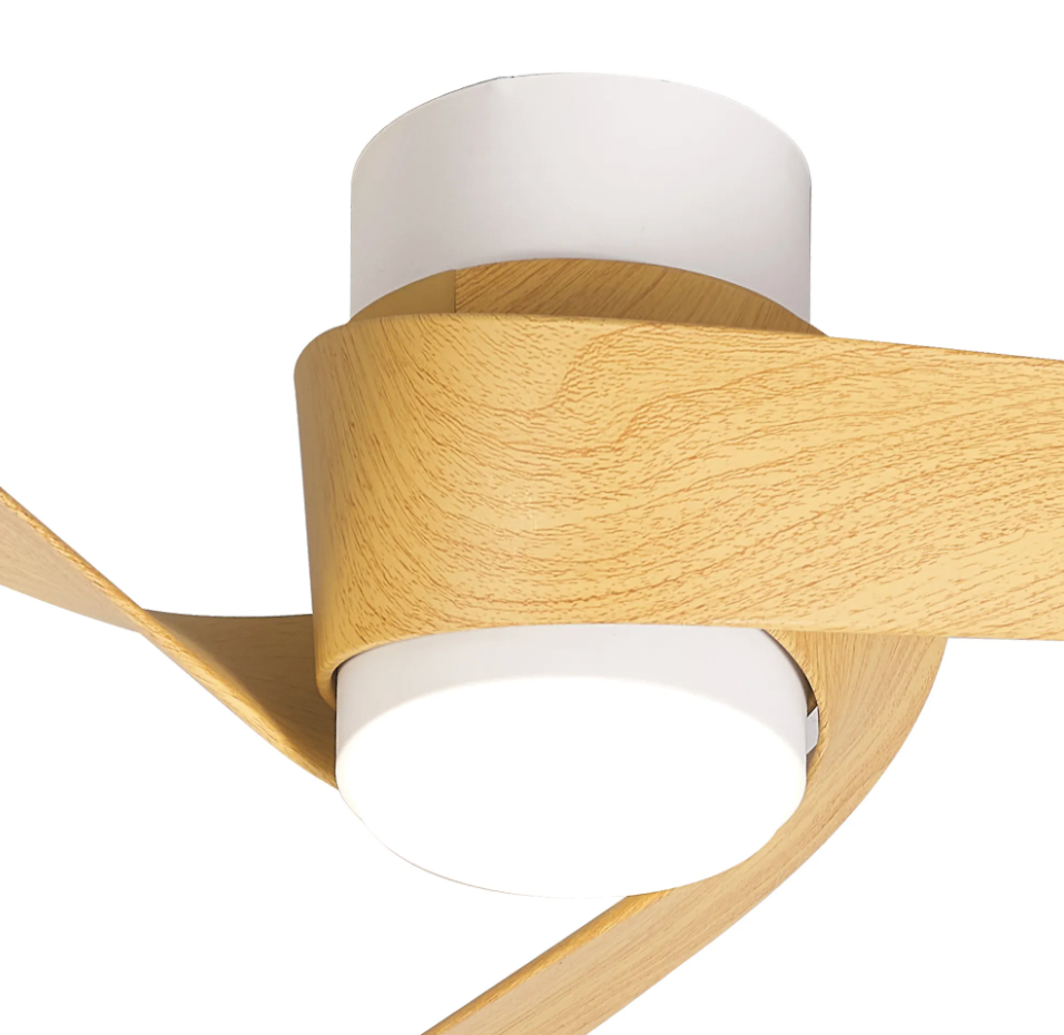 Nuuk 100cm White/Wood 24W LED Ceiling Fan - ID 14698