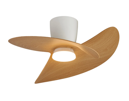 River 70cm White/Wood 18W LED Ceiling Fan - ID 14705