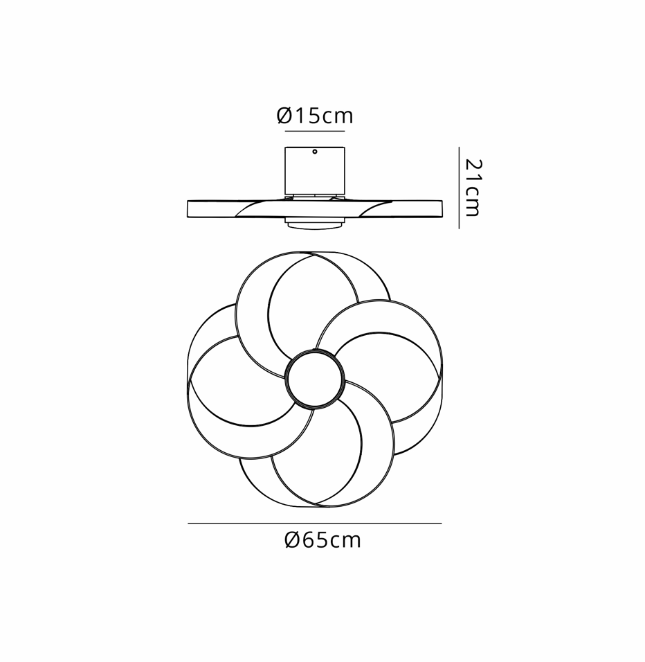 Tulip 65cm Black Dimmable LED Ceiling Fan - ID 14706