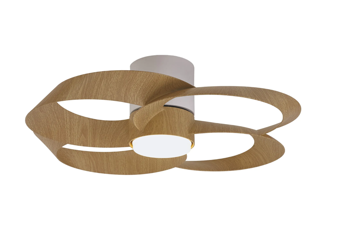 Tulip 65cm White/Wood Dimmable LED Ceiling Fan - ID 14707