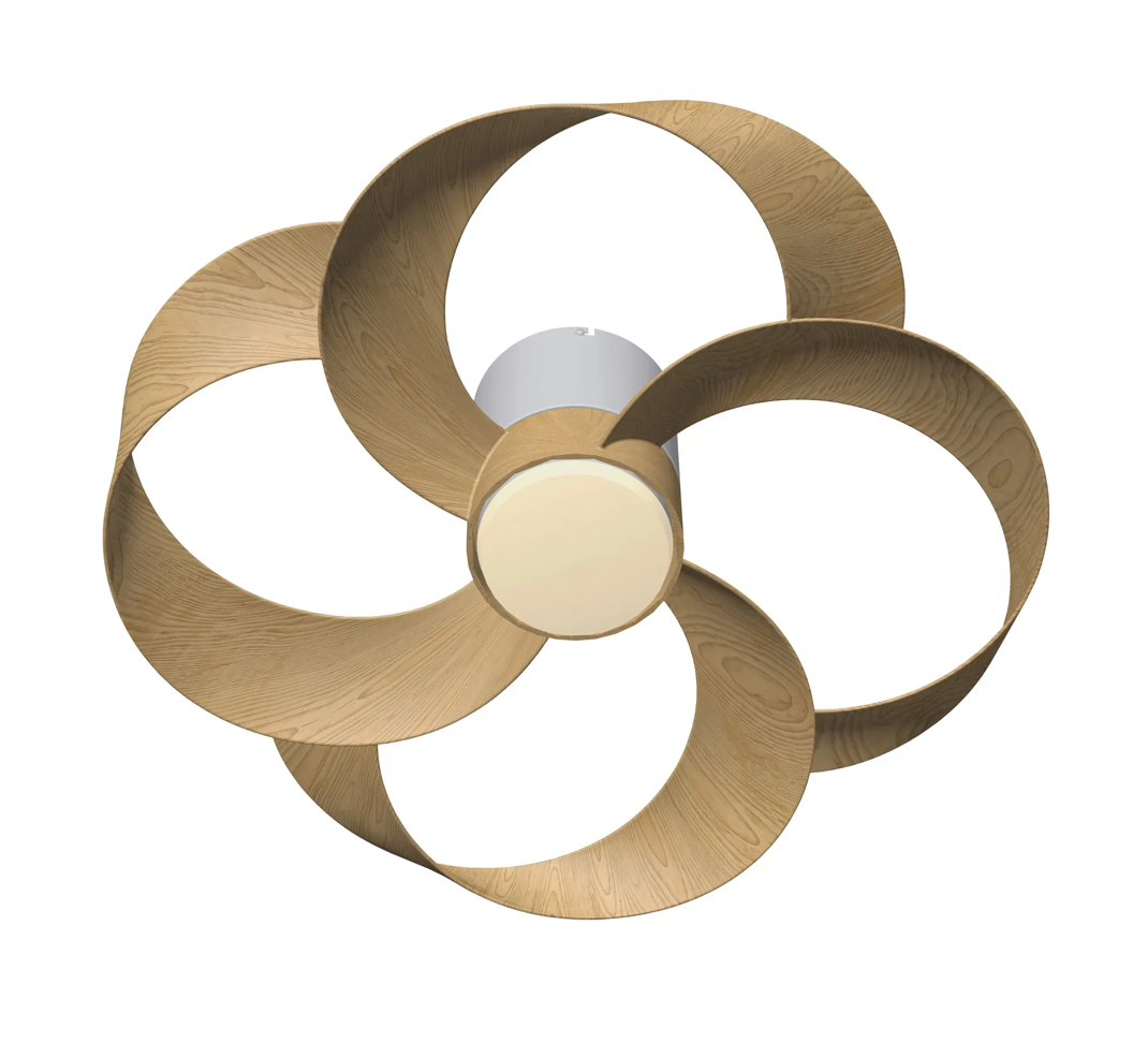 Tulip 65cm White/Wood Dimmable LED Ceiling Fan - ID 14707