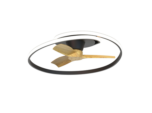 Waves Black/Wood 60W LED Ceiling Fan - ID 14708