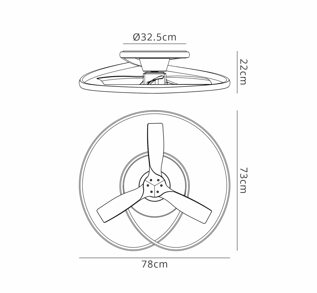 Waves White/Wood 60W LED Ceiling Fan - ID 14709