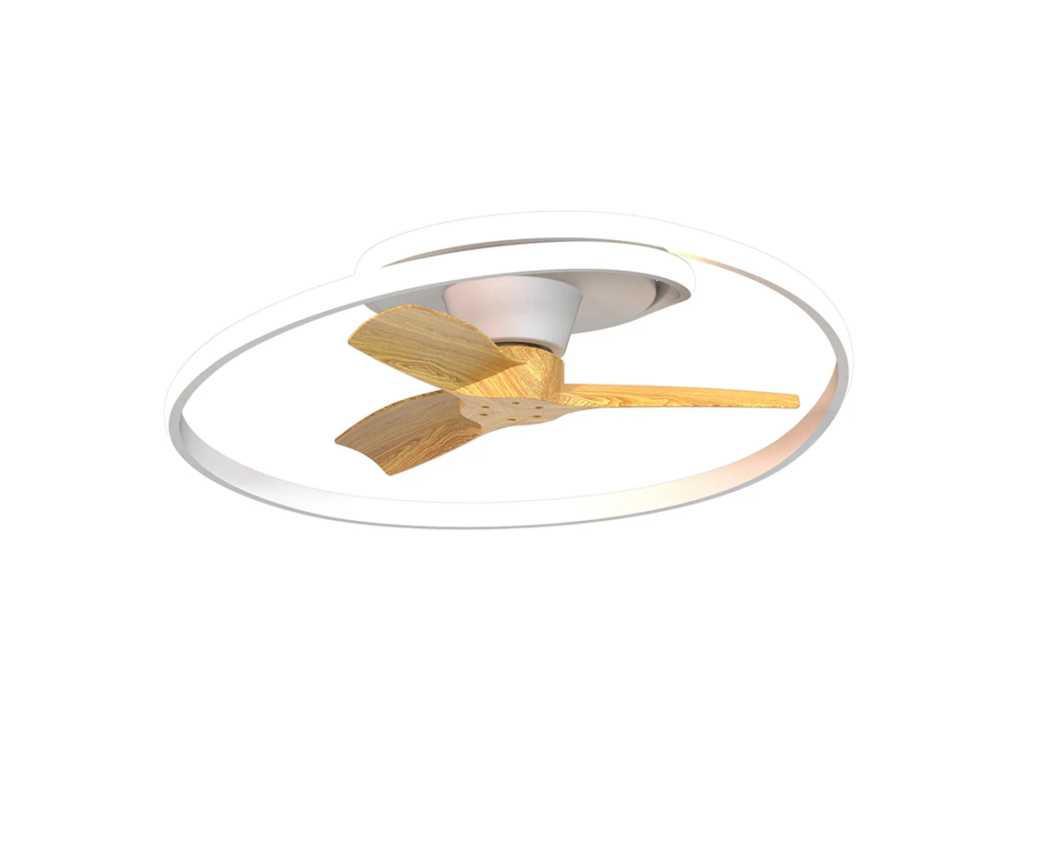 Waves White/Wood 60W LED Ceiling Fan - ID 14709