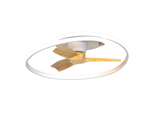 Waves White/Wood 60W LED Ceiling Fan - ID 14709