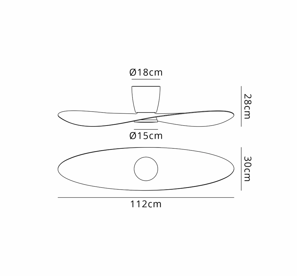 Paddle 112cm White 18W LED Ceiling Fan - ID 14710