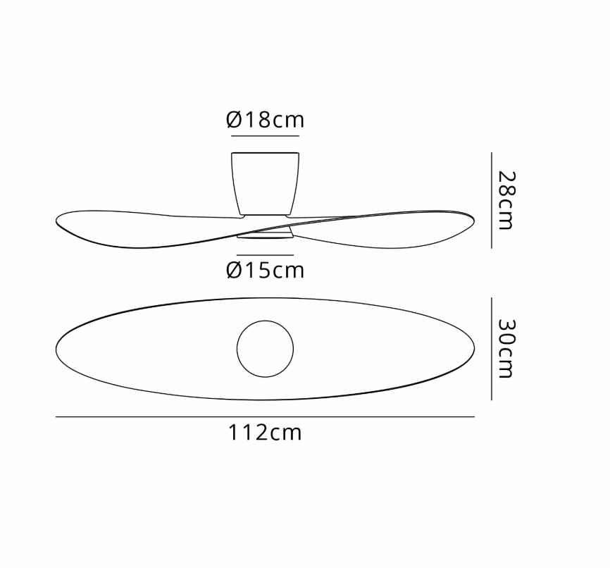 Paddle 112cm Black/Wood 18W LED Ceiling Fan - ID 14711