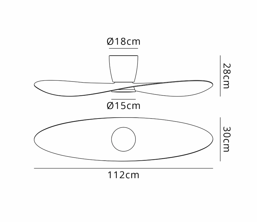 Paddle 112cm White/Wood 18W LED Ceiling Fan - ID 14712