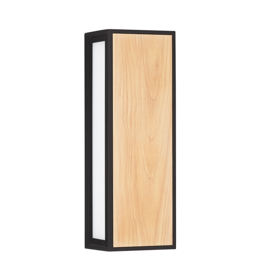 Talsa Black/Wood Rectangular Decorative Exterior Coastal Box Lantern - ID 14788