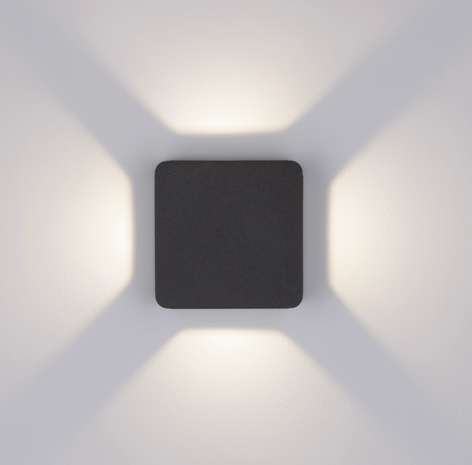 Dark Anthracite Square Light Pattern Exterior Coastal Wall Light - ID 14791