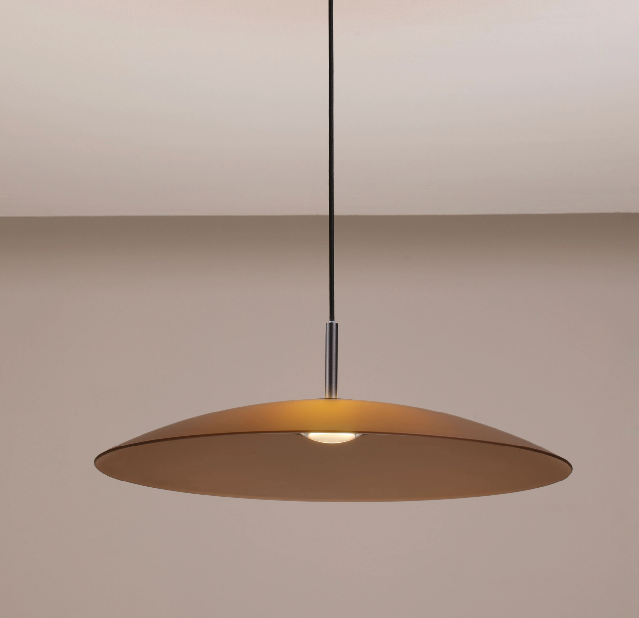 Life 60cm Mocha Brown Glass Disc Pendant - ID 14833