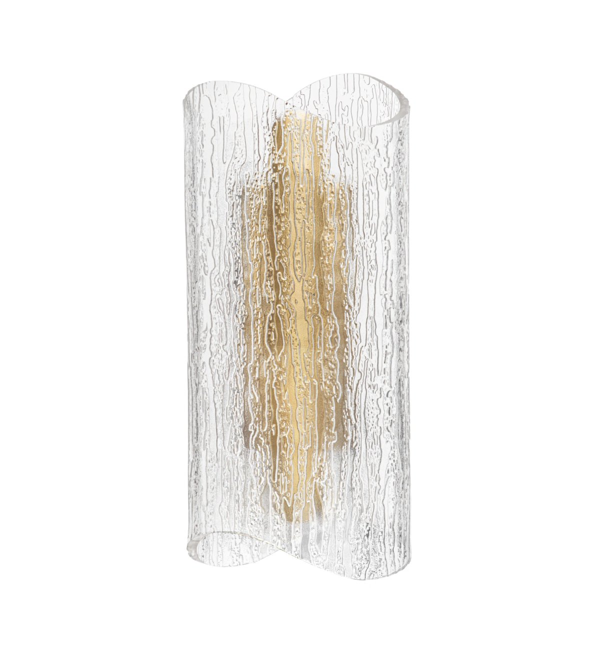 Rounded Textured Glass And Gold Wall Light- ID 14838