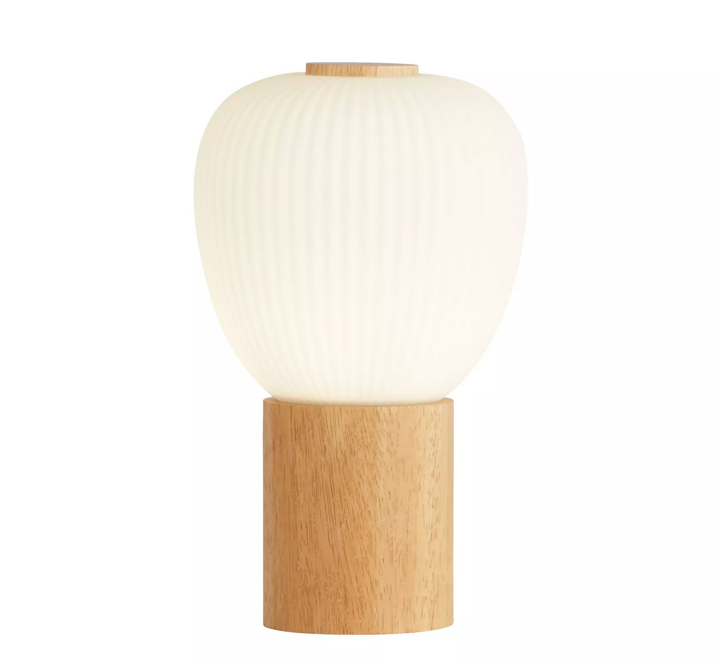 Beech Wood/Frosted Ribbed Glass Table Lamp - ID 14839