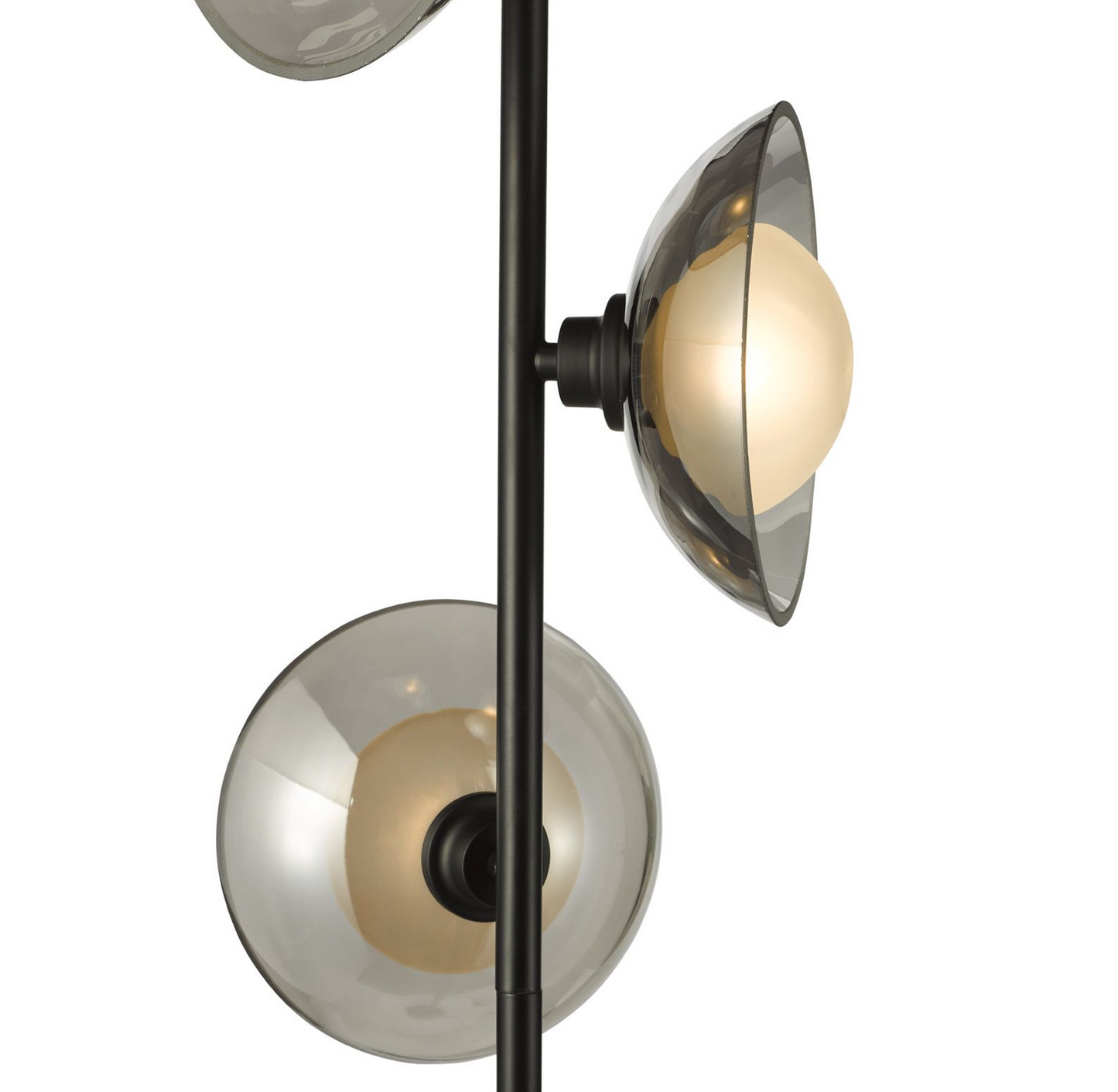 3 Light Floor Lamp Satin Black and Smoked Glass - ID 14843
