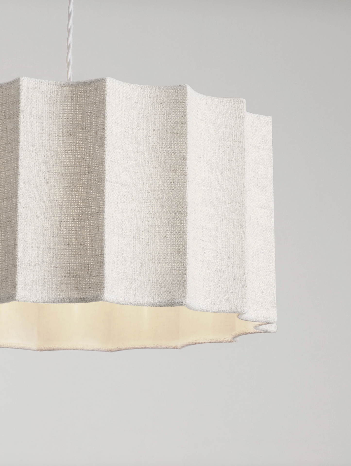 NL Alva Cream Linen Pendant, White Cable, White Canopy - ID 14677
