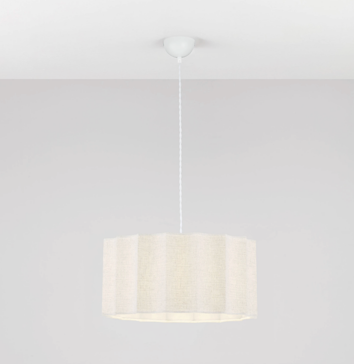 NL Alva Cream Linen Pendant, White Cable, White Canopy - ID 14677