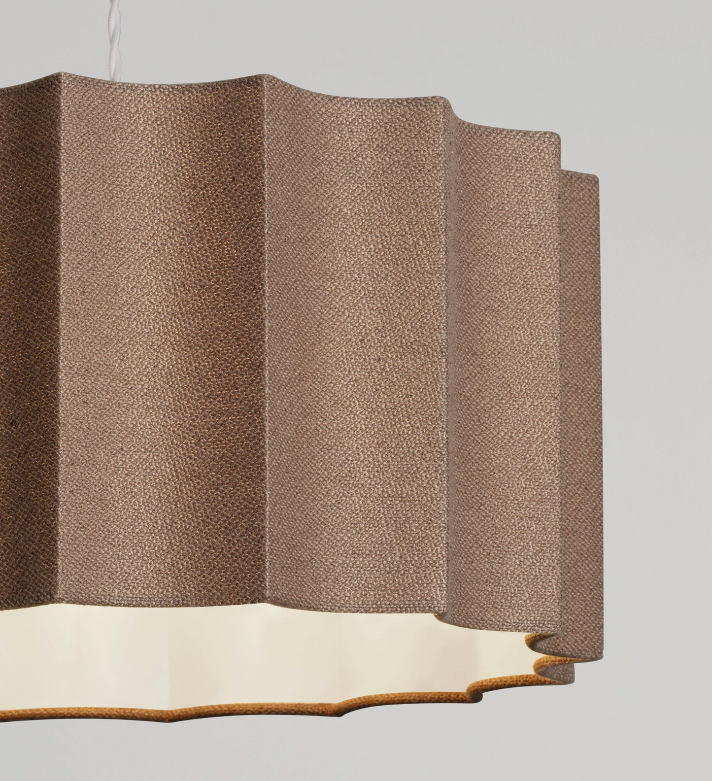 NL Alva Coffee Linen Pendant, White Cable, White Canopy - ID 14678