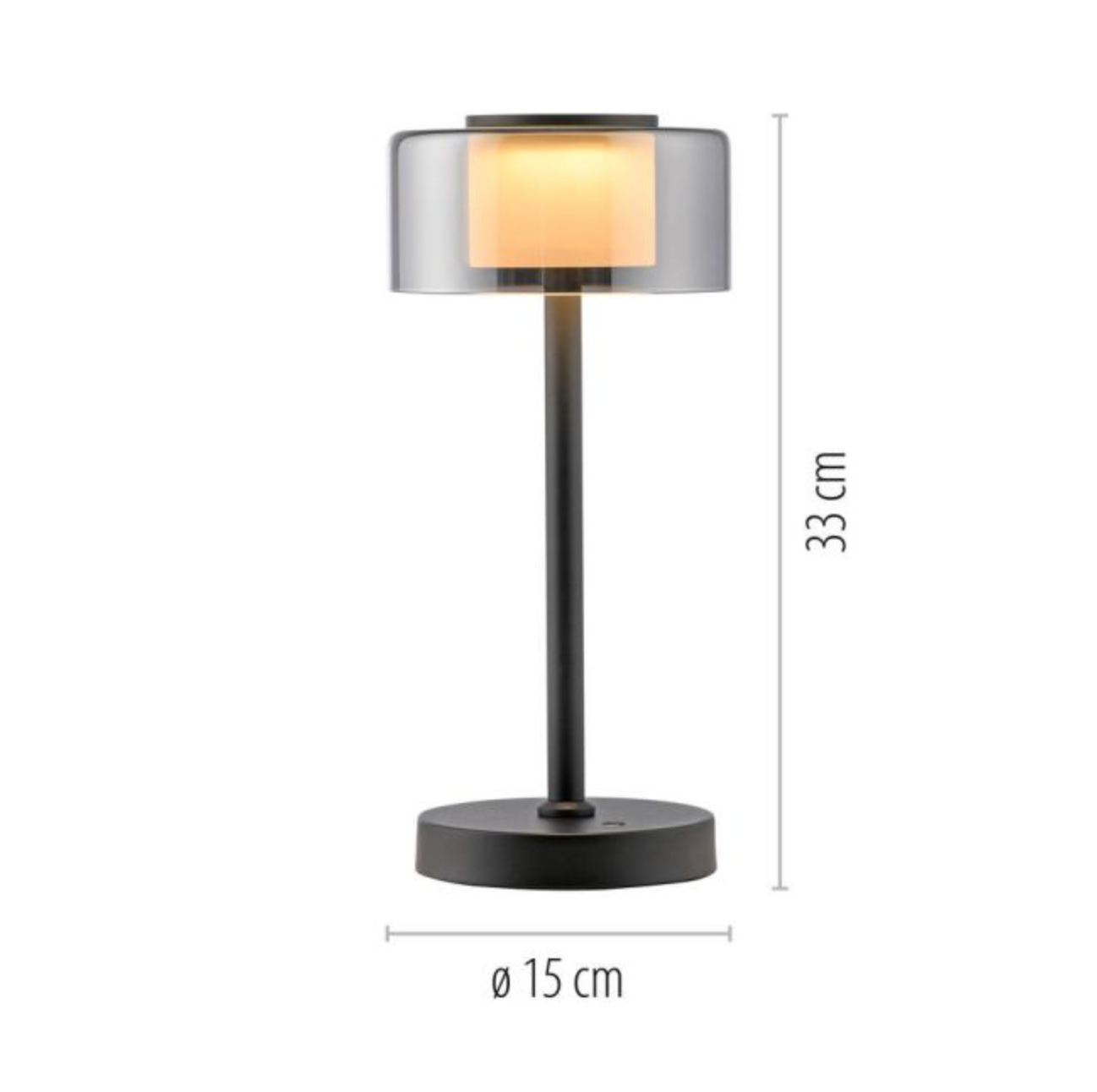 RALI Black and Smoked LED Rechargeable Table Lamp - ID 14981