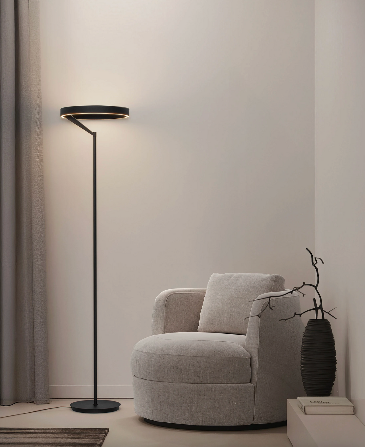 NL ADALIS Sandy Black Dimmable Floor Light - ID 14975