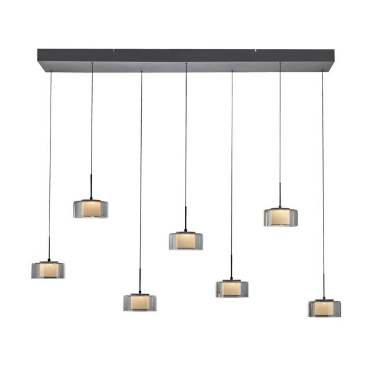 RALI Black and Smoked LED 7-Light Linear Pendant - ID 14988