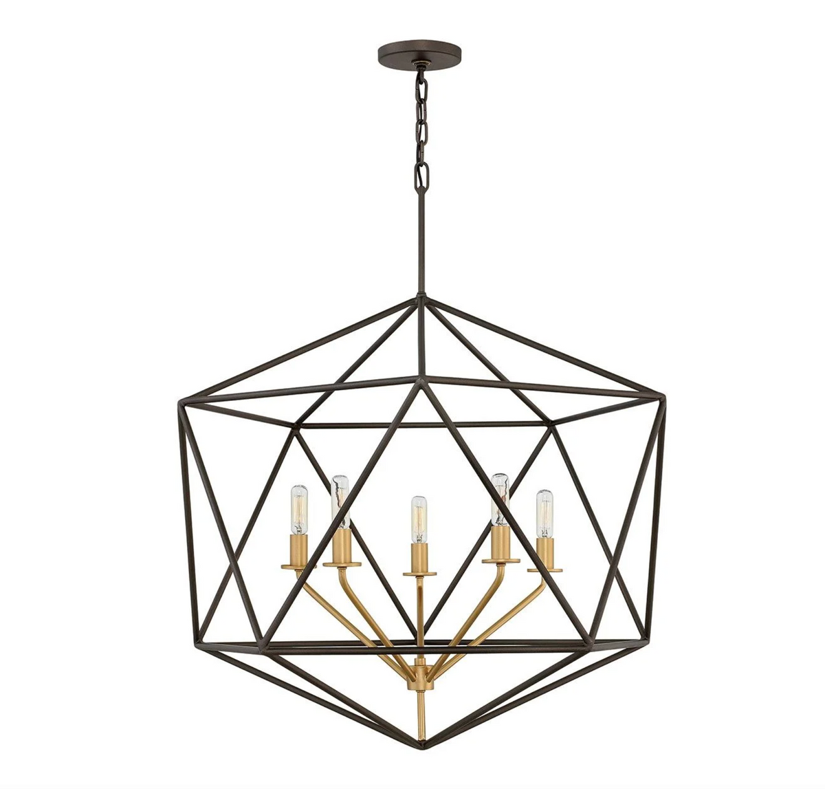 Geometric Black and Gold 5 Light Chandelier - ID 14996