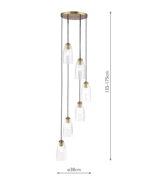 Rolo Elegant Antique Bronze 6 Light Multi Pendant - ID 15001