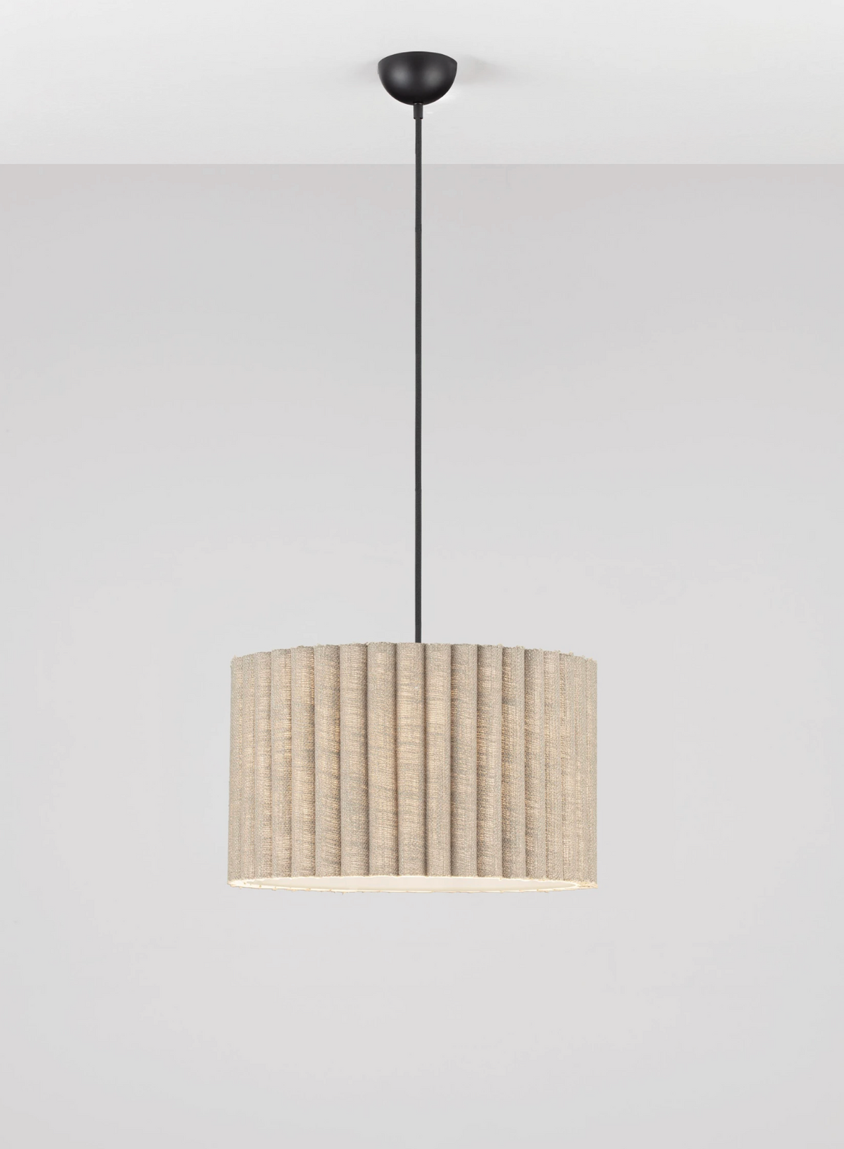 NL Niso Green Linen Pendant, Black Cable, Black Canopy - ID 14890