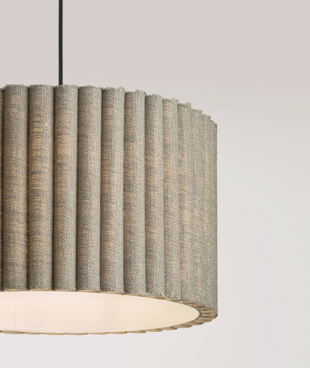 NL Niso Green Linen Pendant, Black Cable, Black Canopy - ID 14890