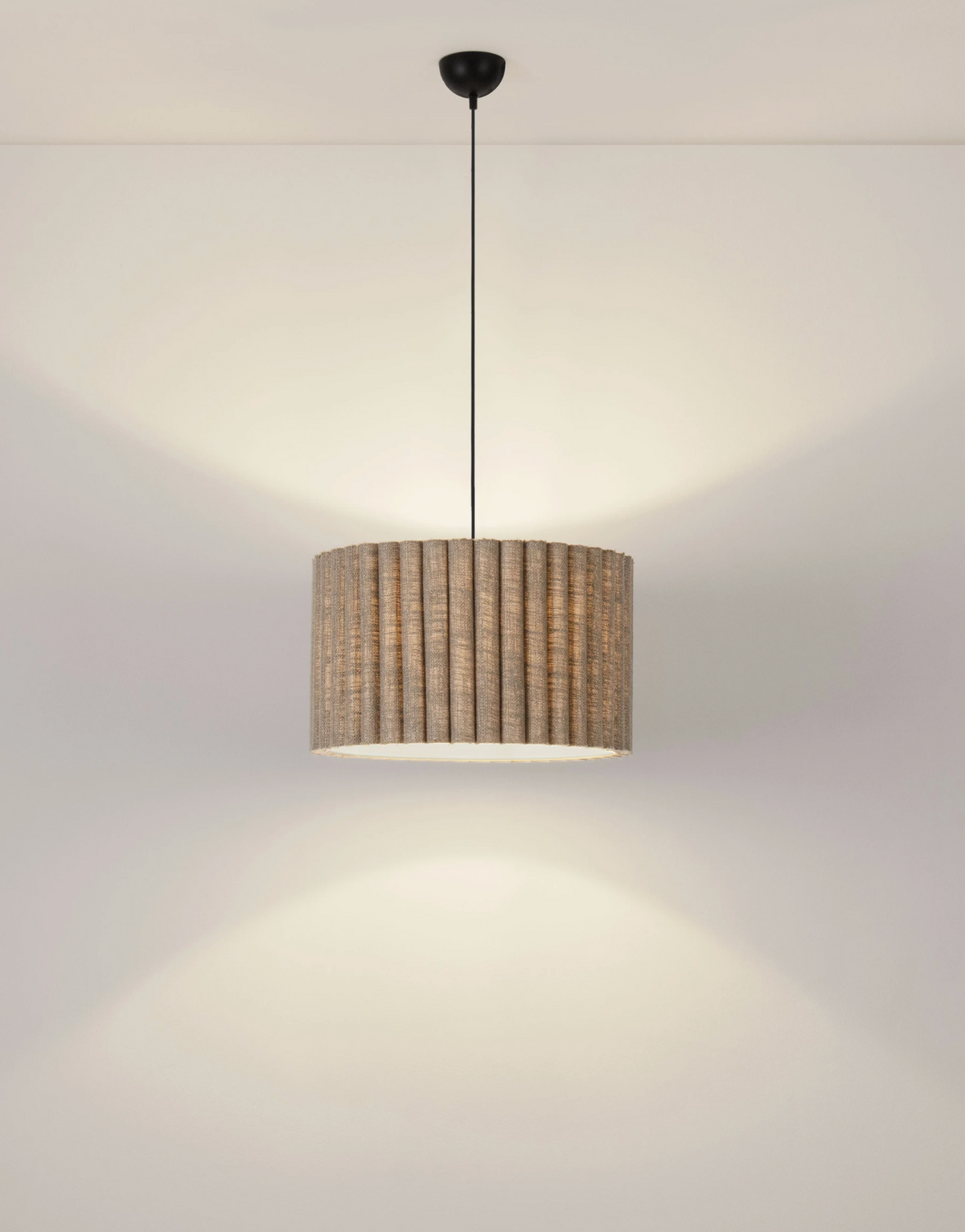 NL Niso Green Linen Pendant, Black Cable, Black Canopy - ID 14890