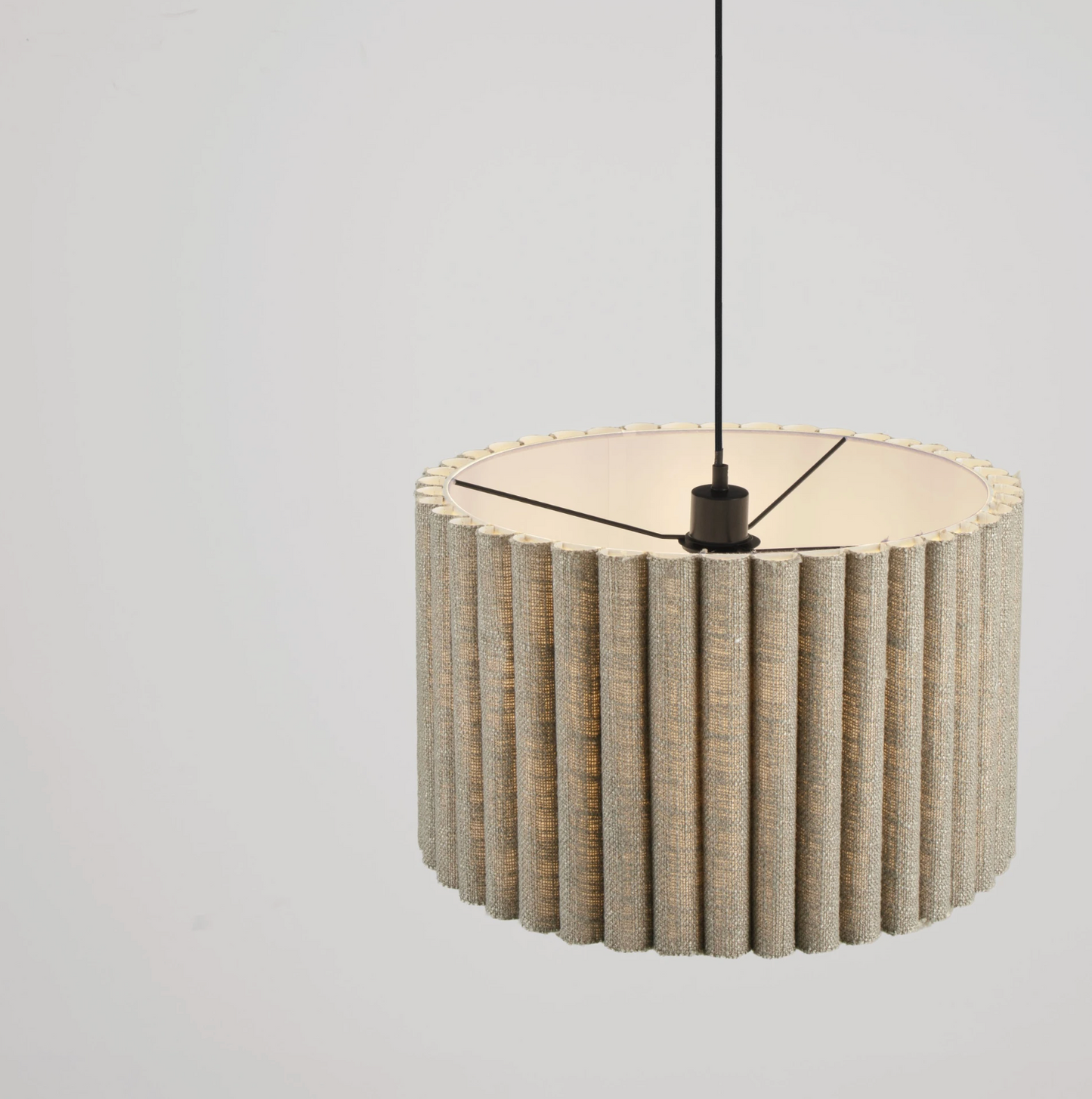 NL Niso Green Linen Pendant, Black Cable, Black Canopy - ID 14890
