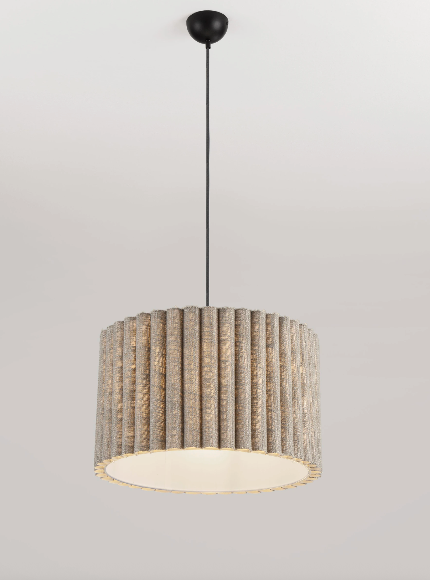 NL Niso Green Linen Pendant, Black Cable, Black Canopy - ID 14890