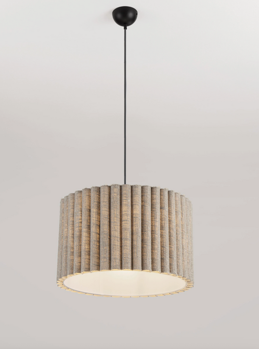 NL Niso Green Linen Pendant, Black Cable, Black Canopy - ID 14890