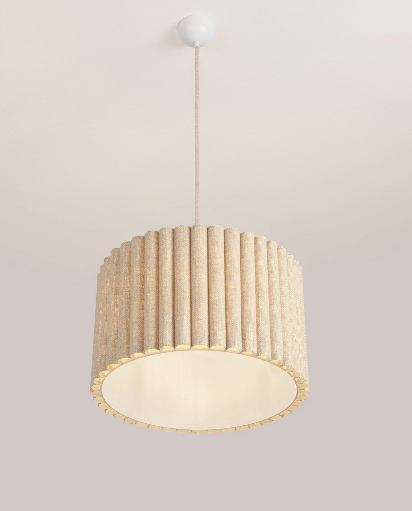 NL Niso Yellow Linen Pendant, Yellow Cable, White Canopy - ID 14889