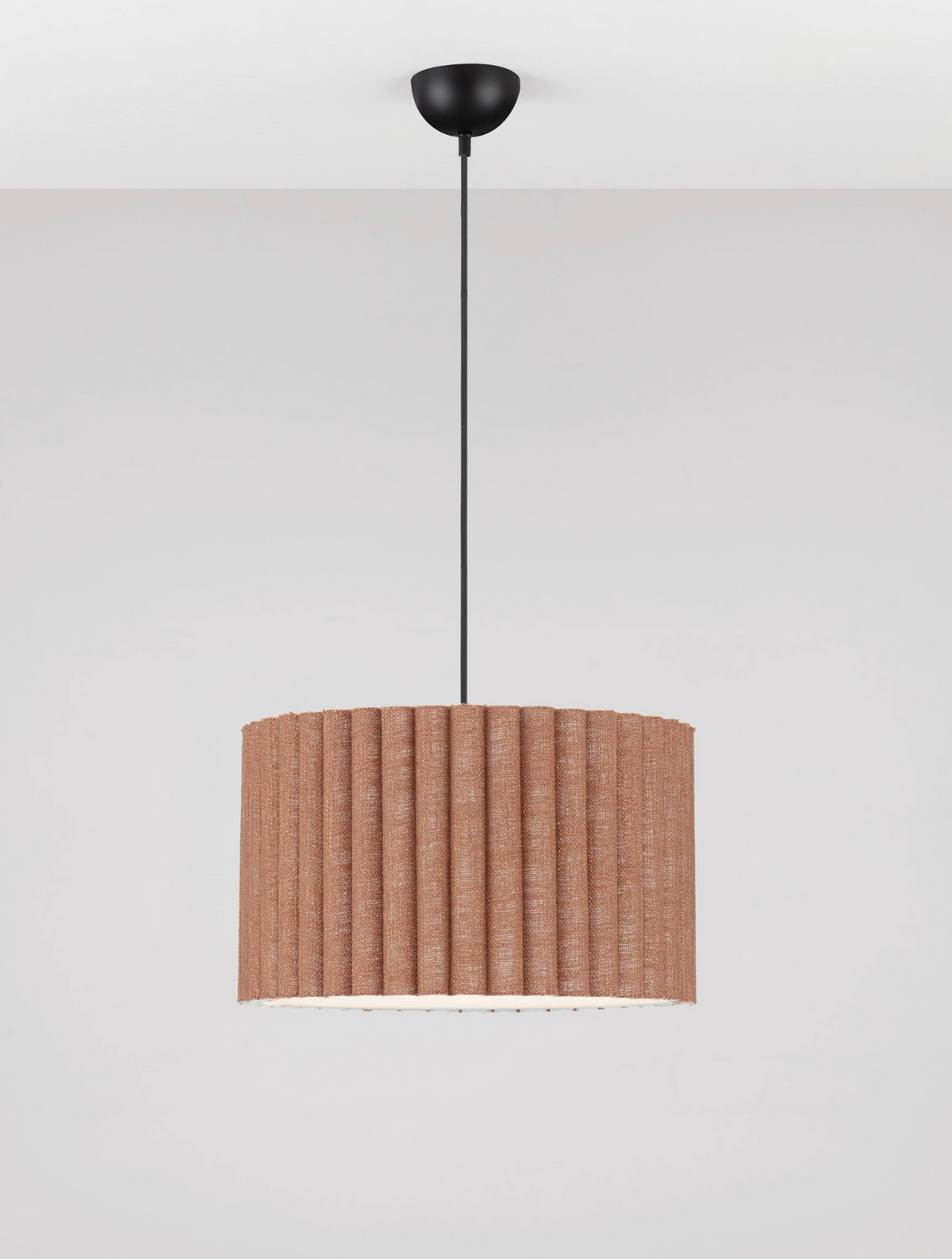 NL Niso Coffee Linen Pendant, Black Cable, Black Canopy - ID 14888