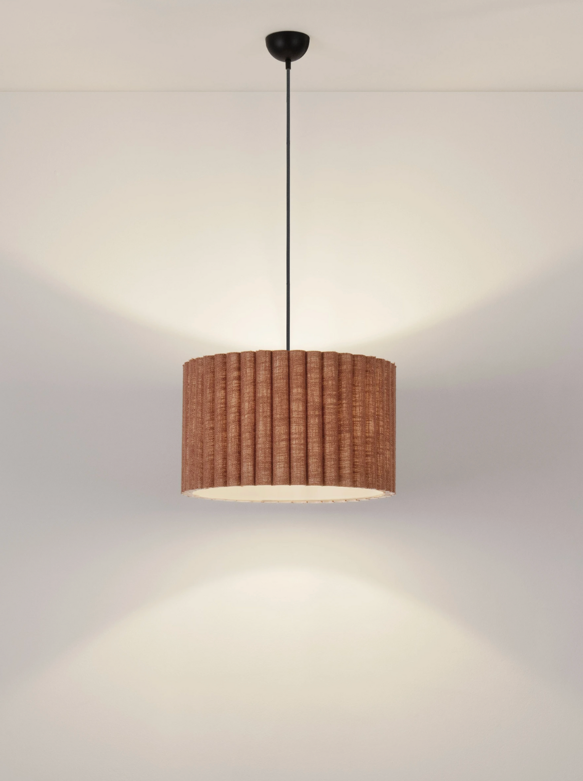 NL Niso Coffee Linen Pendant, Black Cable, Black Canopy - ID 14888