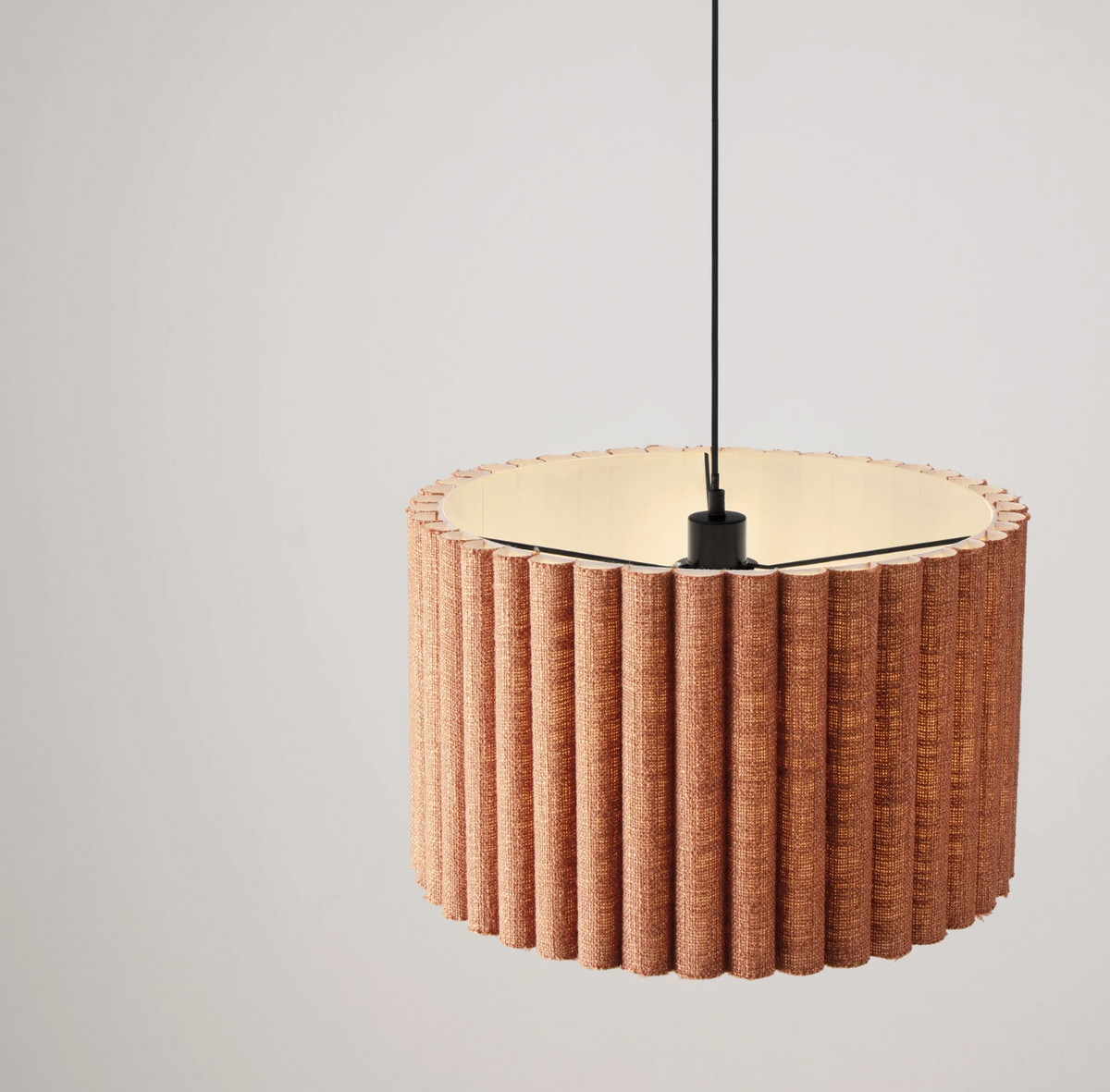NL Niso Coffee Linen Pendant, Black Cable, Black Canopy - ID 14888