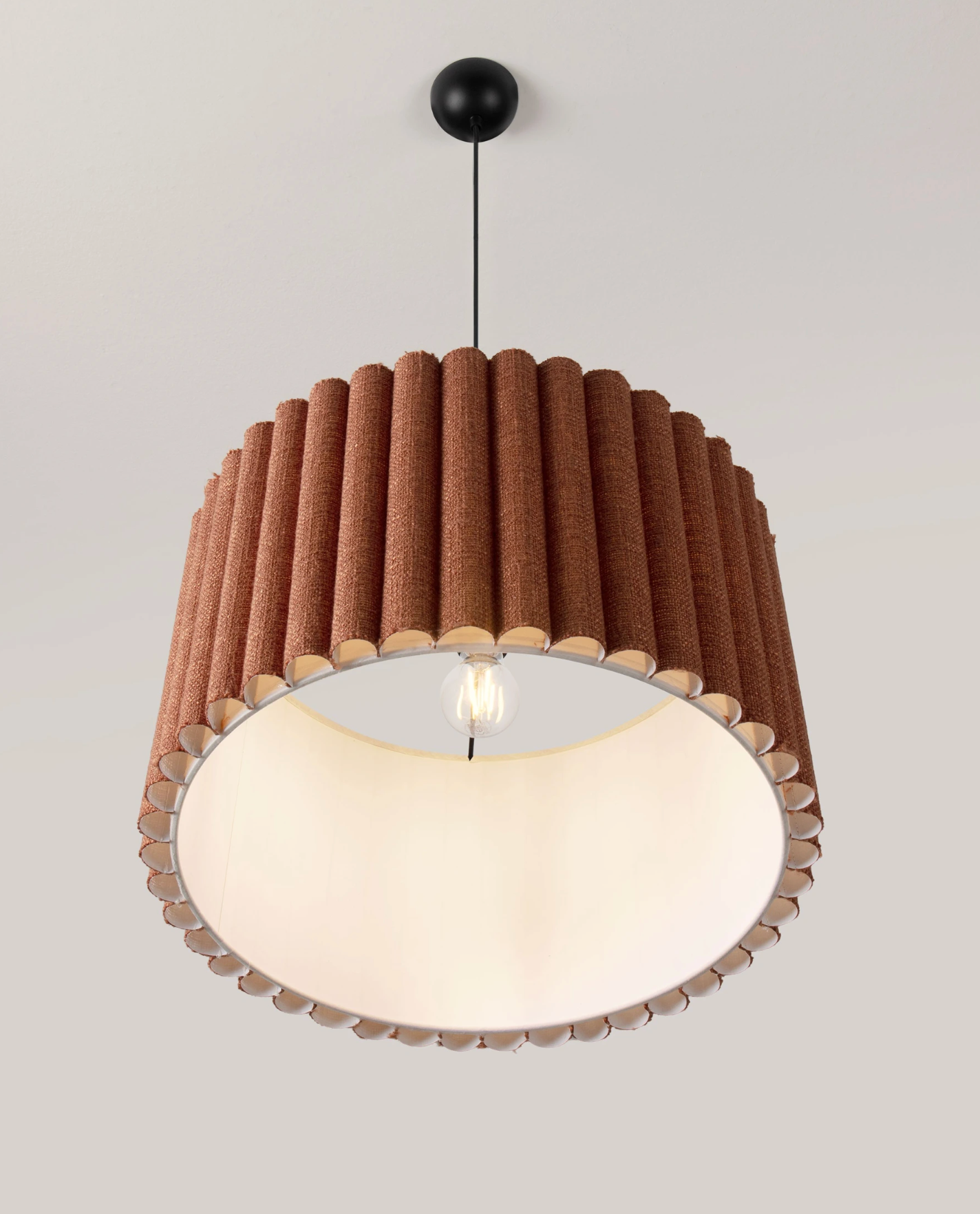 NL Niso Coffee Linen Pendant, Black Cable, Black Canopy - ID 14888