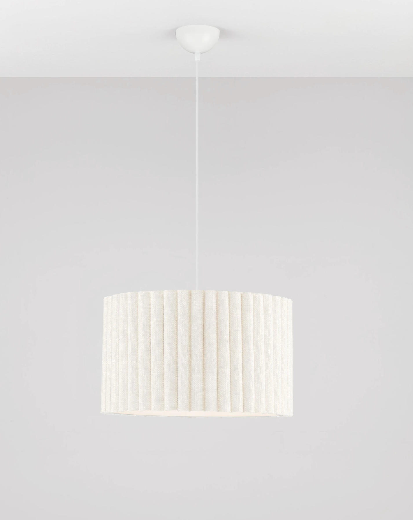 NL Niso Cream Linen Pendant, White Cable, White Canopy - ID 14887