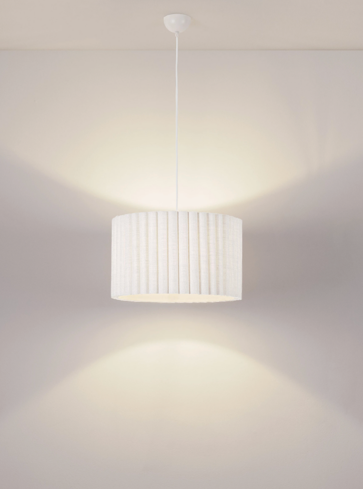 NL Niso Cream Linen Pendant, White Cable, White Canopy - ID 14887