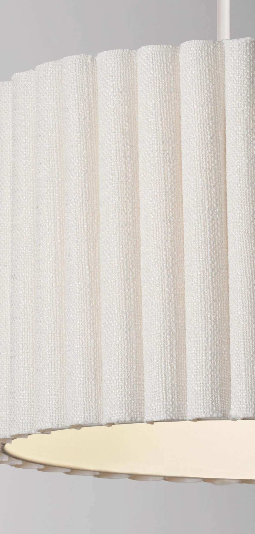 NL Niso Cream Linen Pendant, White Cable, White Canopy - ID 14887