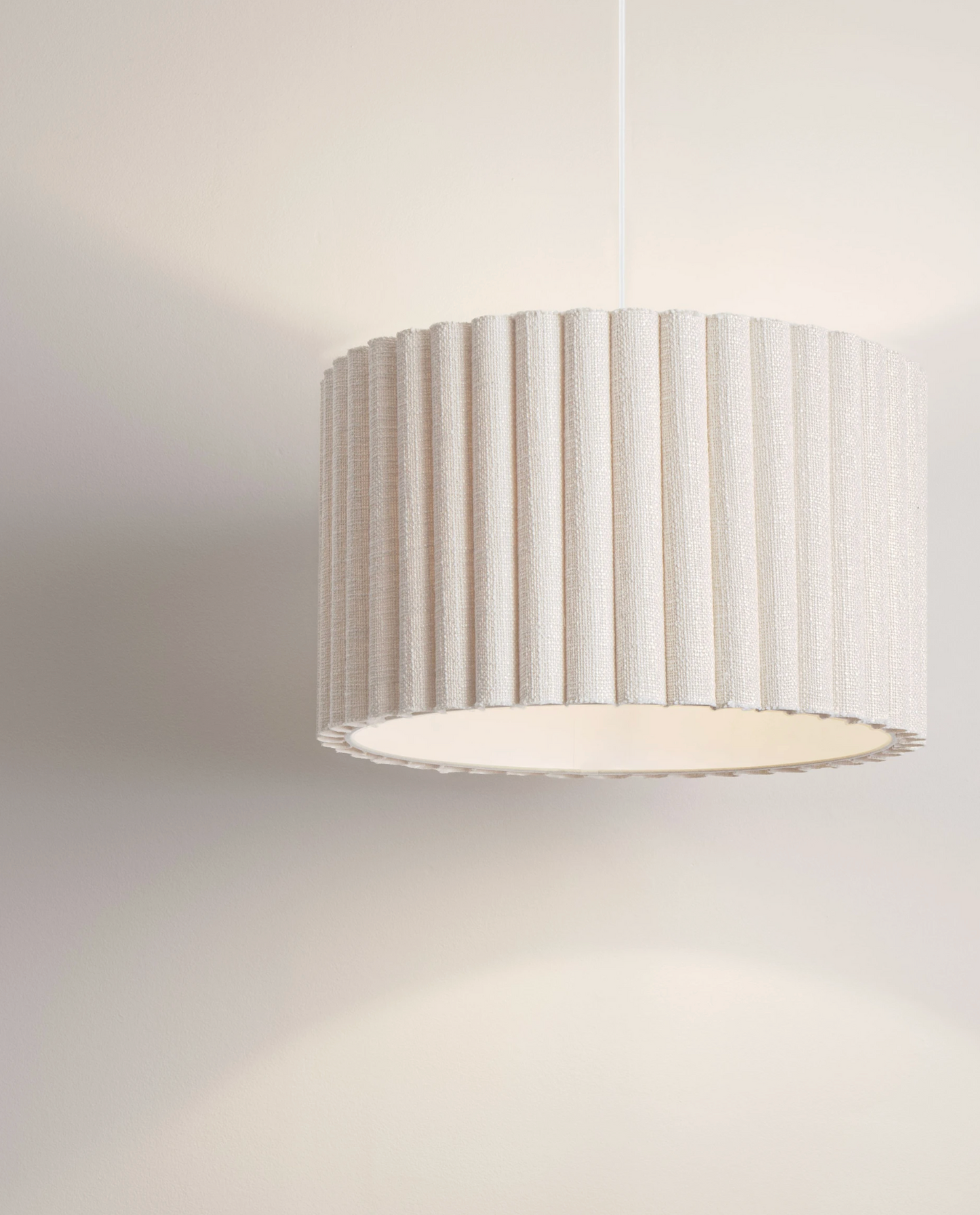 NL Niso Cream Linen Pendant, White Cable, White Canopy - ID 14887