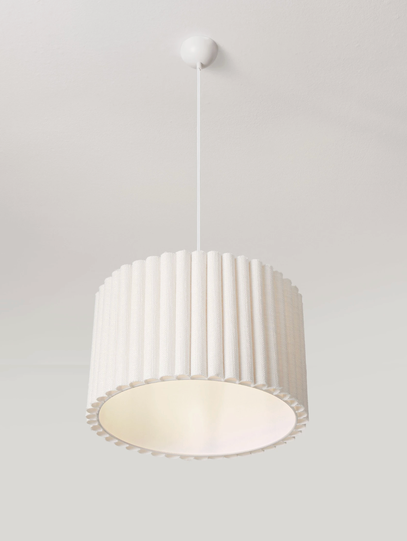 NL Niso Cream Linen Pendant, White Cable, White Canopy - ID 14887