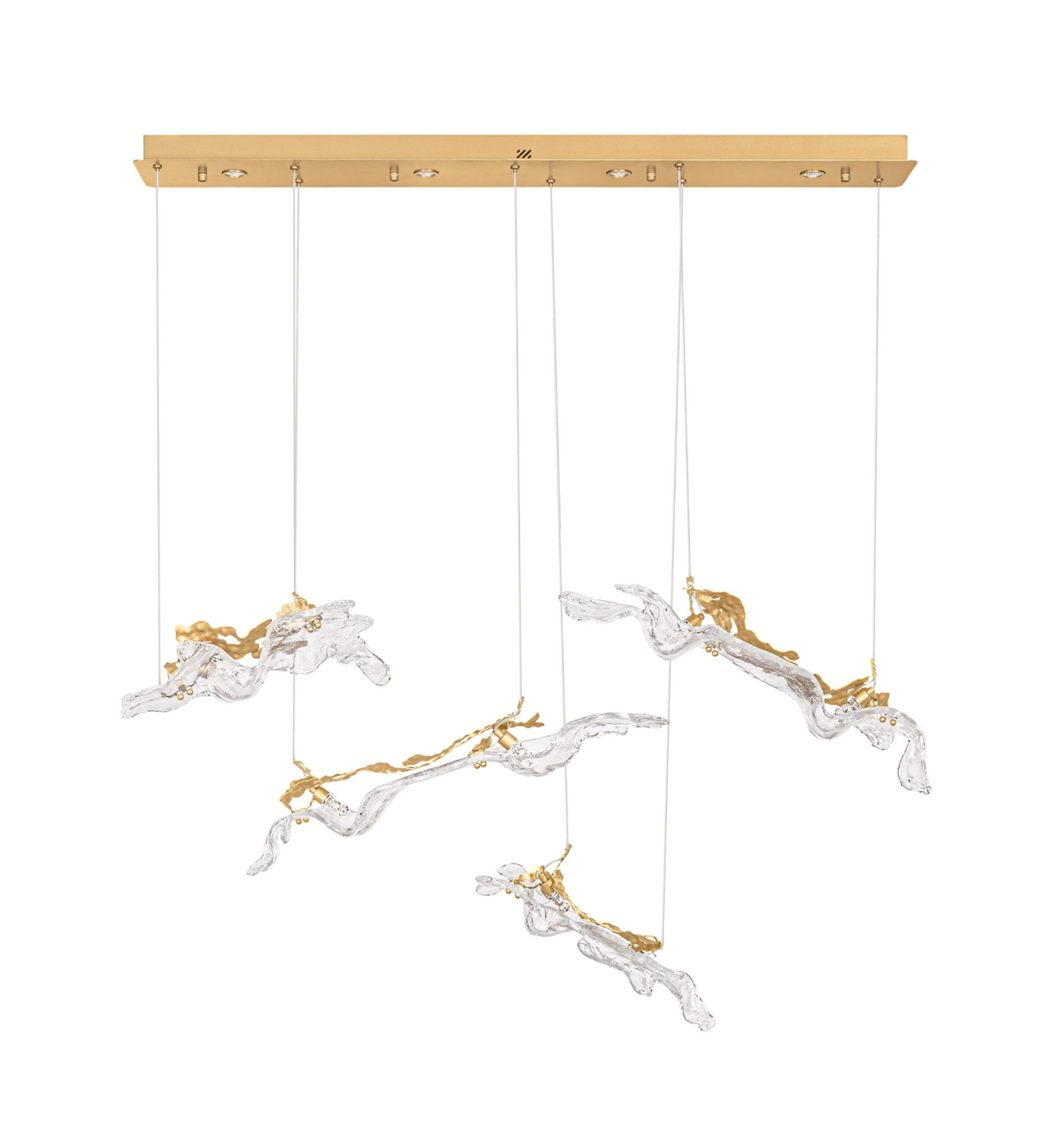 Sevra Gold Steel and Glass LED Linear Multi Pendant - ID 15055