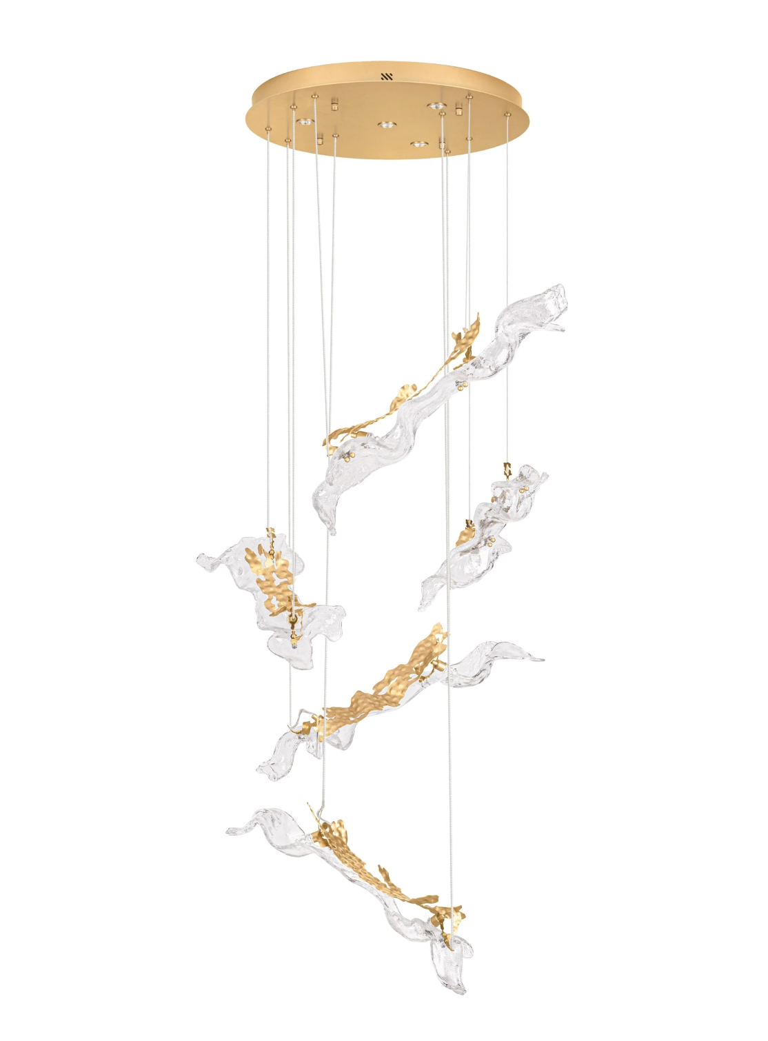 Sevra Gold Steel and Glass LED 60cm Round 5 Light Multi Pendant - ID 15056