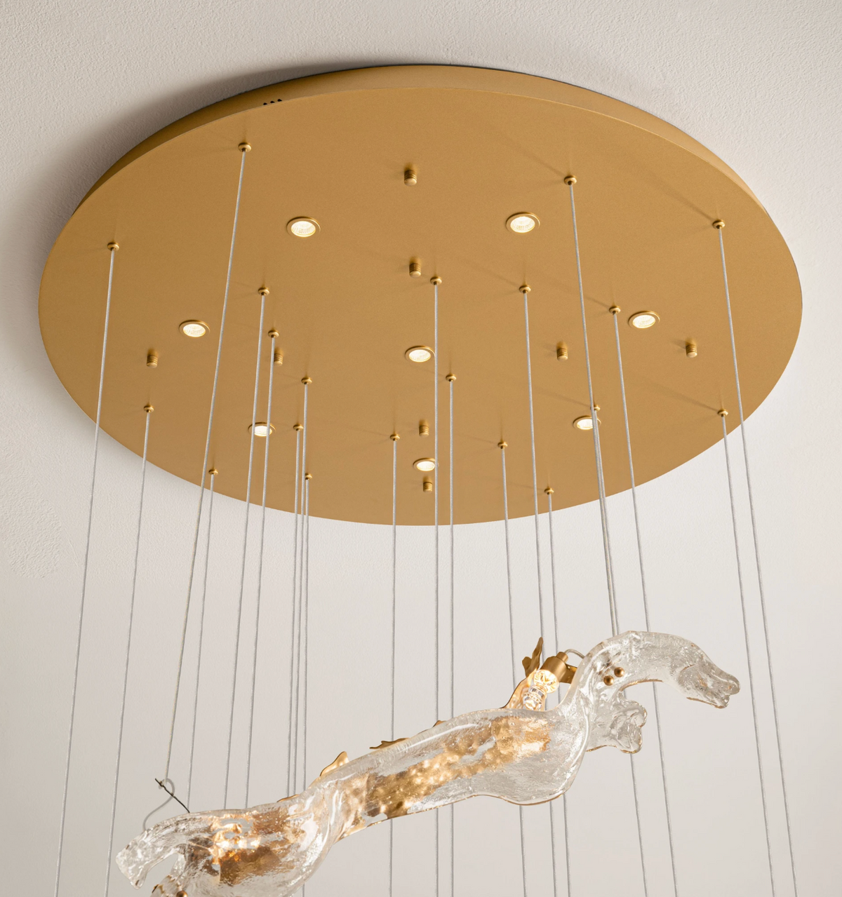 Sevra Gold Steel and Glass LED 100cm Round 10 Light Multi Pendant - ID 15057