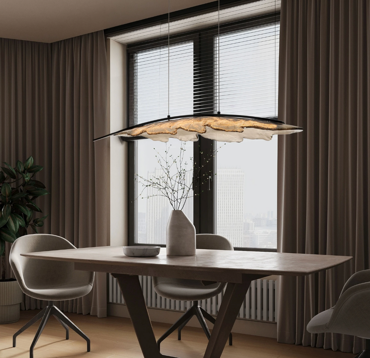 JAY Mocha Glass & Anthracite Steel Medium Suspension Light - ID 15058